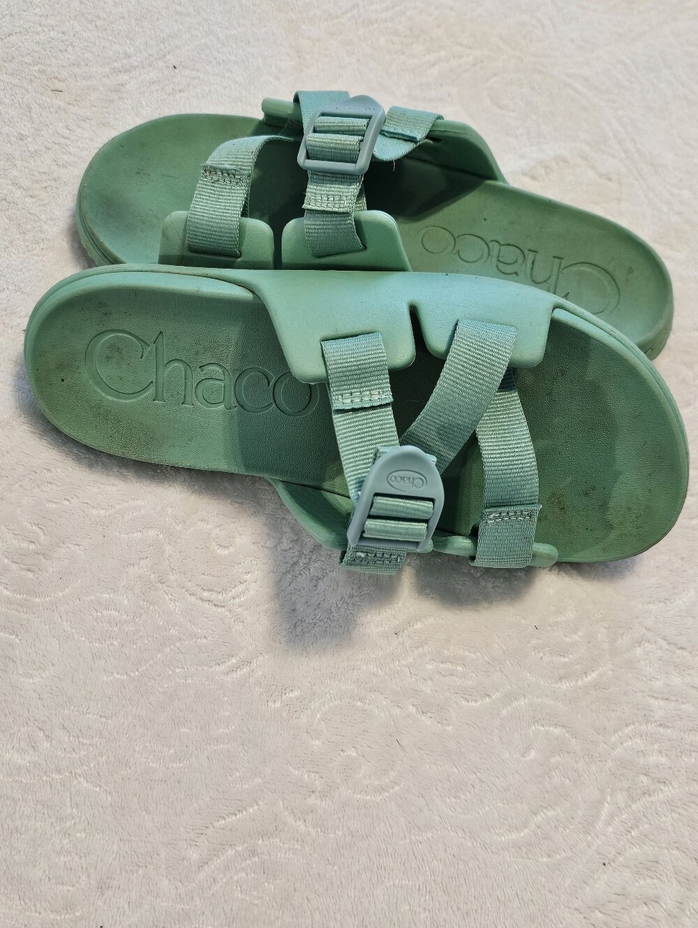Chaco Mint Green Slide Sandals Kids Y 5 Fits Women's 6.5-7 Good Used Condition